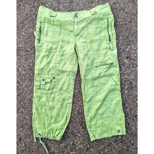 Vintage Y2K Rampage Lime Green Cargo Low Rise Capri Rave Distressed Pants 11